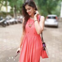 Sarita Mehendale Joshi in Pink Dress